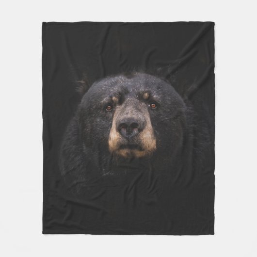BLACK BEAR ON BROWN WOODEN TREE BRANCH FLEECE DEKEN (Voorkant)