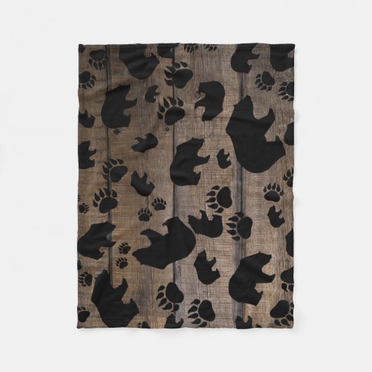 Black Bear Paws Fleece Deken (Voorkant)