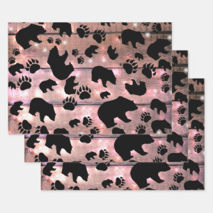 Black Bear Paws Inpakpapier Vel