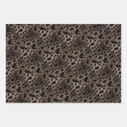 Black Bear Paws Inpakpapier Vel (Voorkant 2)