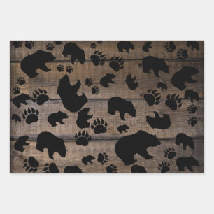 Black Bear Paws Inpakpapier Vel