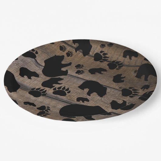 Black Bear Paws Papieren Bordje (Gekanteld)