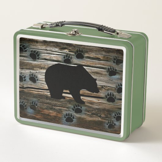 Black Bear Paws Rustic Wood (Voorkant)