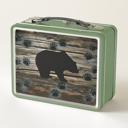 Black Bear Paws Rustic Wood (Achterkant)
