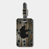 Black Bear Paws Rustic Wood Bagagelabel (Voorkant verticaal)