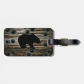 Black Bear Paws Rustic Wood Bagagelabel (Achterkant horizontaal)