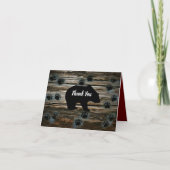 Black Bear Paws Rustic Wood Bedankkaart (Voorkant)