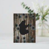 Black Bear Paws Rustic Wood Briefkaart (Staand voorkant)