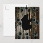 Black Bear Paws Rustic Wood Briefkaart (Voorkant / Achterkant)