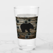 Black Bear Paws Rustic Wood Glas (Achterkant)