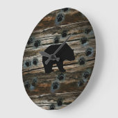 Black Bear Paws Rustic Wood Grote Klok (Hoek)