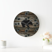 Black Bear Paws Rustic Wood Grote Klok (Huis)