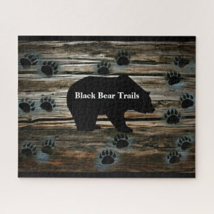 Black Bear Paws Rustic Wood Legpuzzel