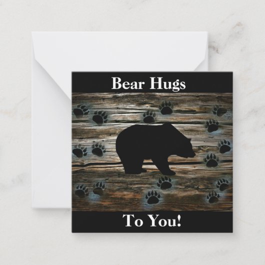 Black Bear Paws Rustic Wood Notitiekaartje (Voorkant)