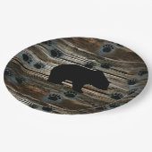 Black Bear Paws Rustic Wood Papieren Bordje (Gekanteld)