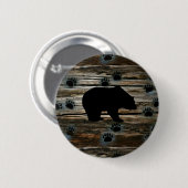 Black Bear Paws Rustic Wood Ronde Button 5,7 Cm (Voorkant /achterkant)