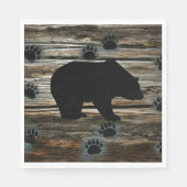 Black Bear Paws Rustic Wood Servet (Voorkant)