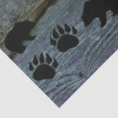 Black Bear Paws Rustic Wood Tissuepapier (Detail)