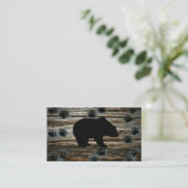 Black Bear Paws Rustic Wood Visitekaartje (Staand voorkant)