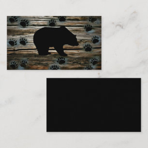 Black Bear Paws Rustic Wood Visitekaartje