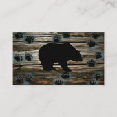 Black Bear Paws Rustic Wood Visitekaartje (Voorkant)