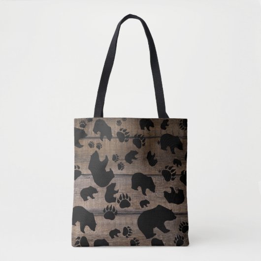 Black Bear Paws Tote Bag (Voorkant)
