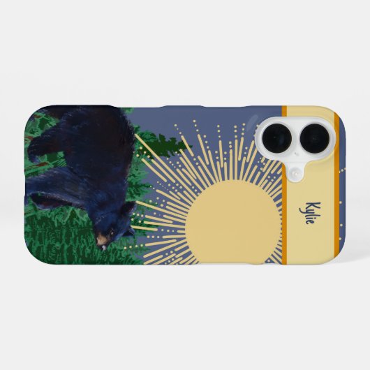 Black Bear Phone Case iPhone 16 Hoesje (Achterkant horizontaal)