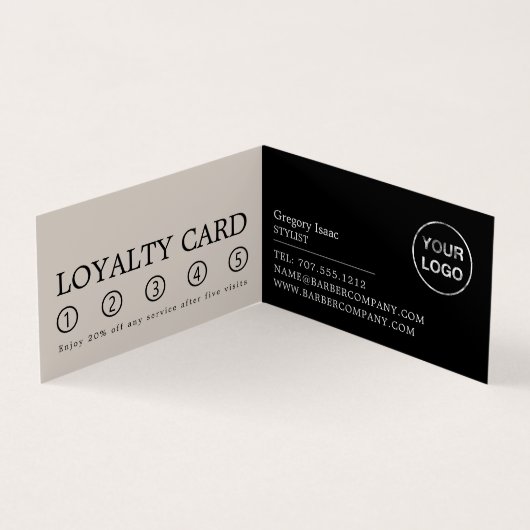 Black Beard Model, Mannen Barbers, Loyalty Card Visitekaartje (Binnen)