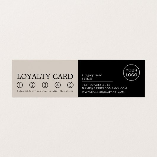 Black Beard Model, Mannen Barbers, Loyalty Card Visitekaartje (Binnenkant ongevouwen)