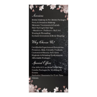 Black Beautician Promotion Services Pink Floral   Reclamekaart