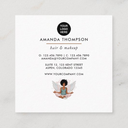 Black Beauty Angel Vierkante Visitekaartje (Achterkant)