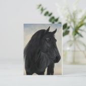 Black Beauty - Black Friesian Horse Portret Briefkaart (Staand voorkant)