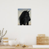Black Beauty - Black Friesian Horse Portret Poster (Keuken)