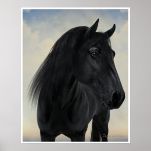 Black Beauty - Black Friesian Horse Portret Poster