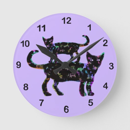 Black Beauty Cats Ronde Klok (Voorkant)