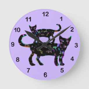 Black Beauty Cats Ronde Klok