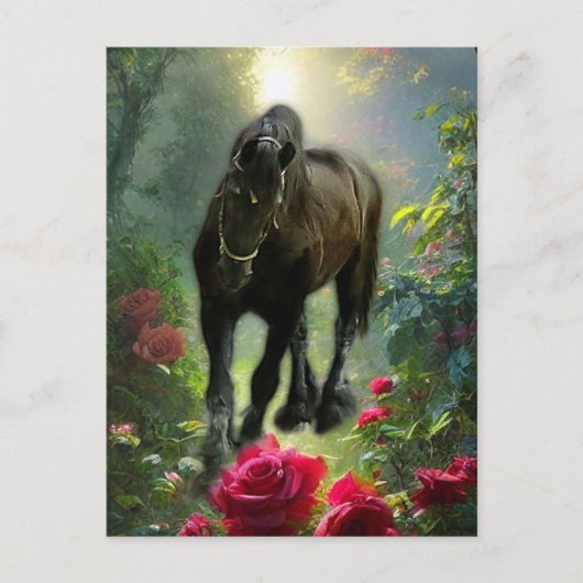 Black Beauty Friesian Horse Fantasy - Briefkaart (Voorkant)