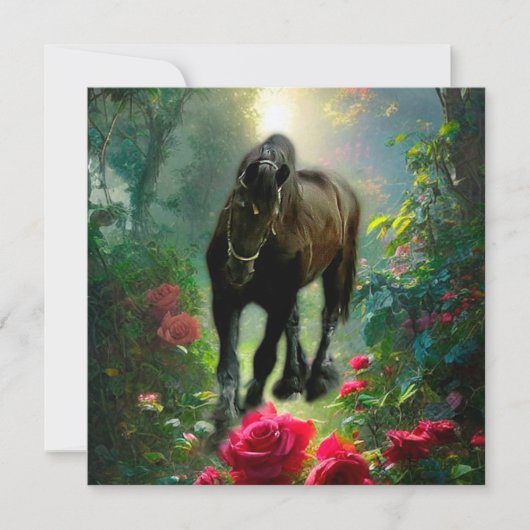 Black Beauty Friesian Horse Fantasy - Greeting Car Kaart (Voorkant)