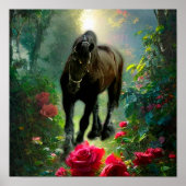 Black Beauty Friesian Horse Fantasy - Poster (Voorkant)