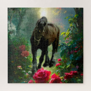 Black Beauty Friesian Horse Fantasy - Puzzle Legpuzzel