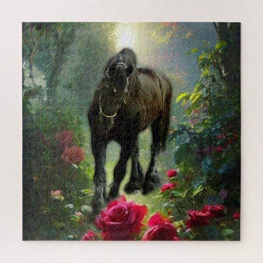 Black Beauty Friesian Horse Fantasy - Puzzle Legpuzzel (Verticaal)