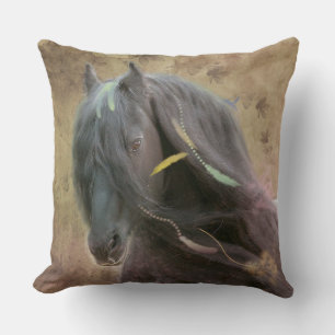 Black Beauty Friesian Horse - Pillow Kussen
