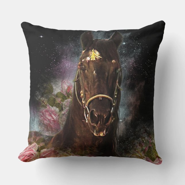 Black Beauty Friesian Horse - Pillow Kussen (Voorkant)
