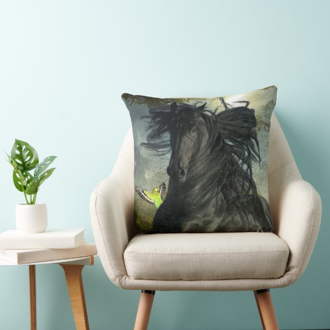 Black Beauty Friesian Horse - Pillow Kussen (Stoel)