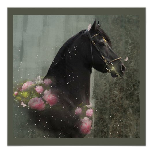 Black Beauty Friesian Horse - Poster (Voorkant)