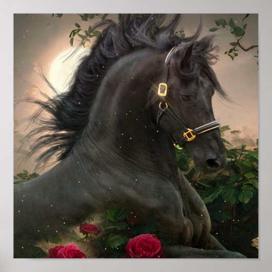 Black Beauty Friesian Horse - Poster (Voorkant)