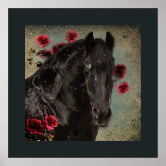 Black Beauty Friesian Horse - Poster (Voorkant)
