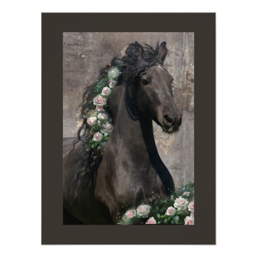 Black Beauty Friesian Horse - Poster (Voorkant)