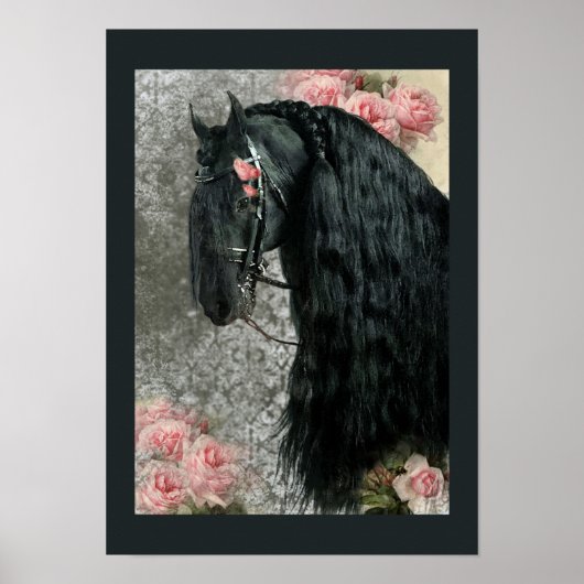 Black Beauty Friesian Horse - Poster (Voorkant)