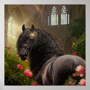 Black Beauty Friesian Horse - Poster